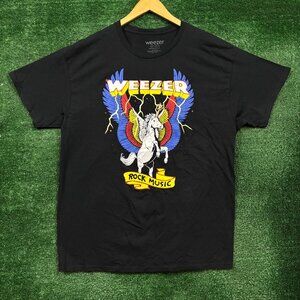 Weezer Rock Music Lightning Flying Winged Unicorn Band T-Shirt Size Extra Large